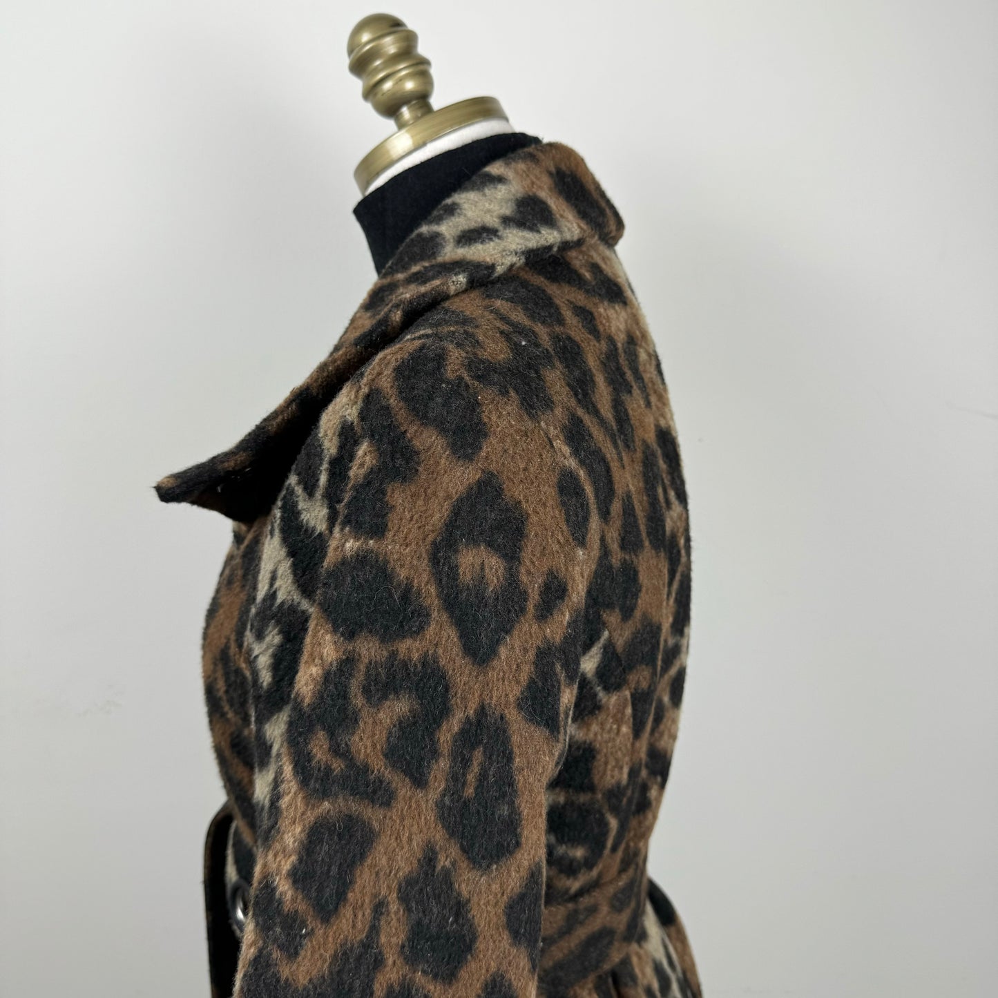 Vintage Leopard Print Wool Blend Coat