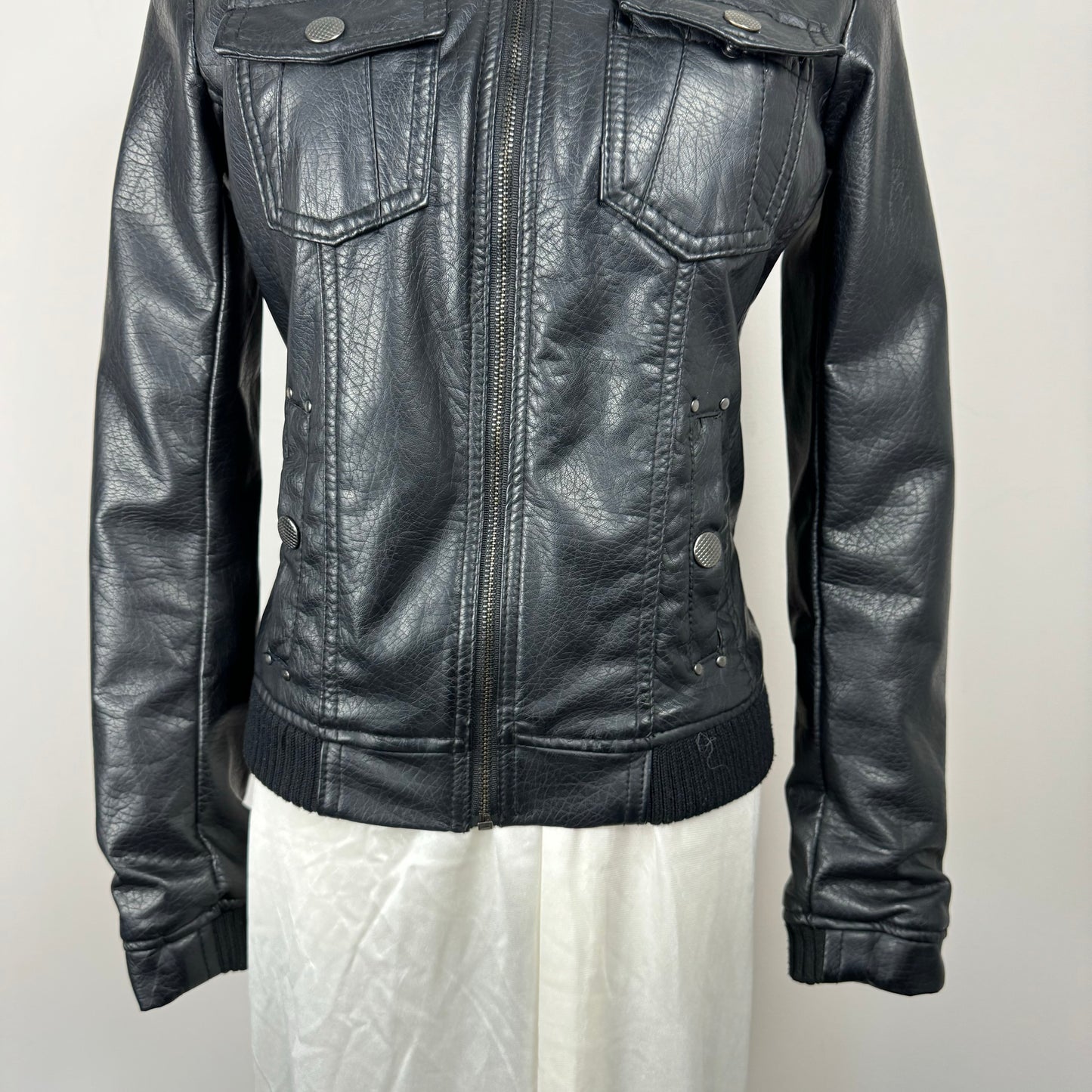 Black Moto Fitted Leather Jacket