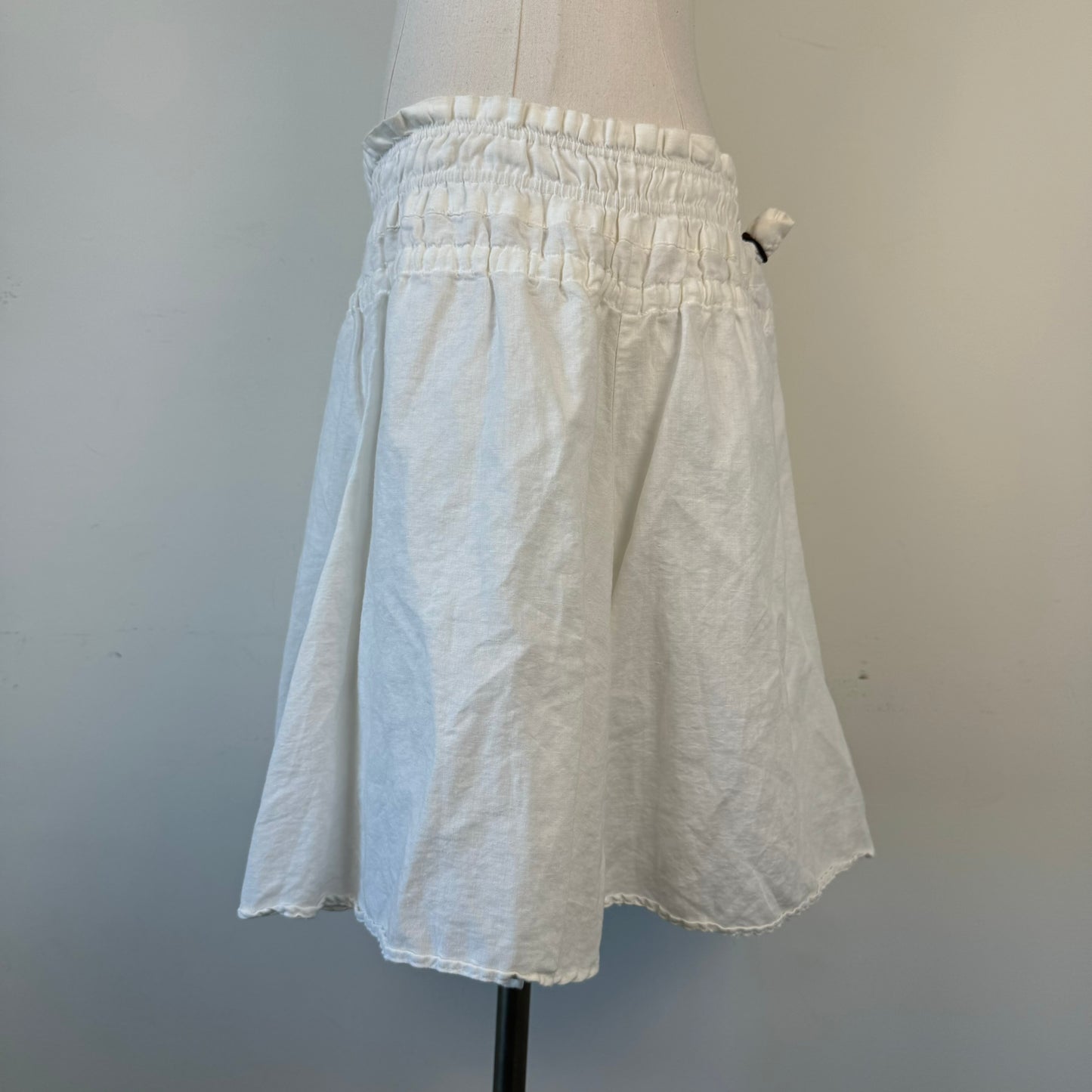 Cream Ruffled Midi Skirt