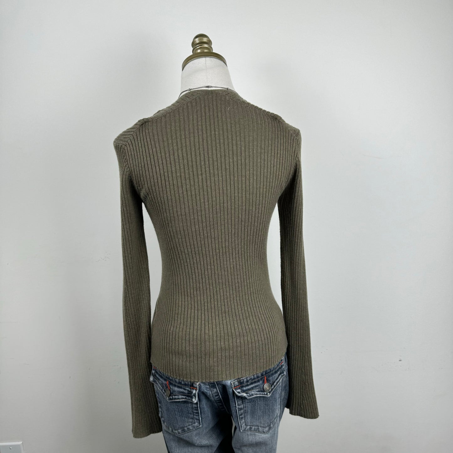 Khaki Cutout/Bolero Fitted Sweater