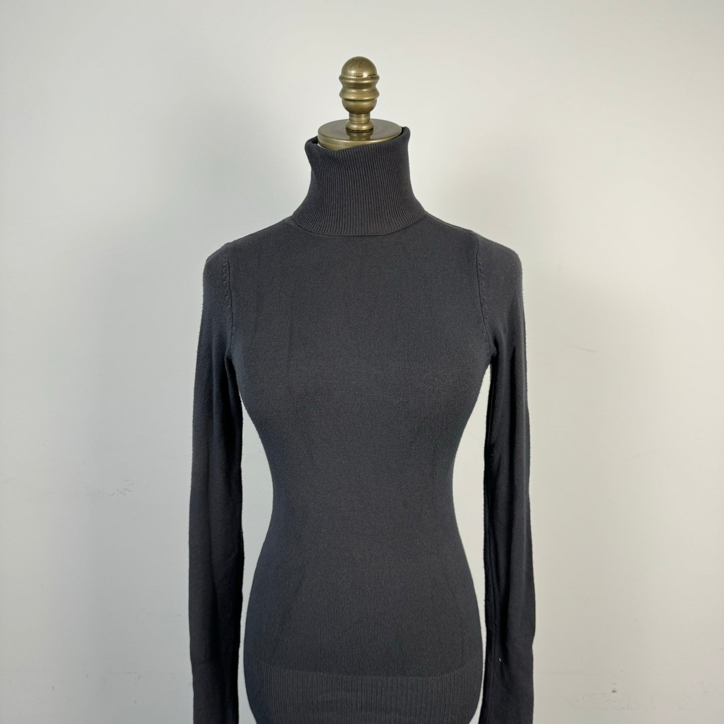 Vintage Grey Fitted Turtleneck Mini Dress / Long Top