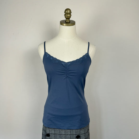 Blue Lace Trim Fitted Cami