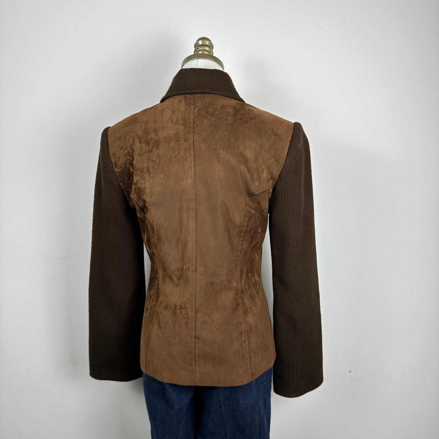 Brown Faux Suede Jacket with Lace Up Details