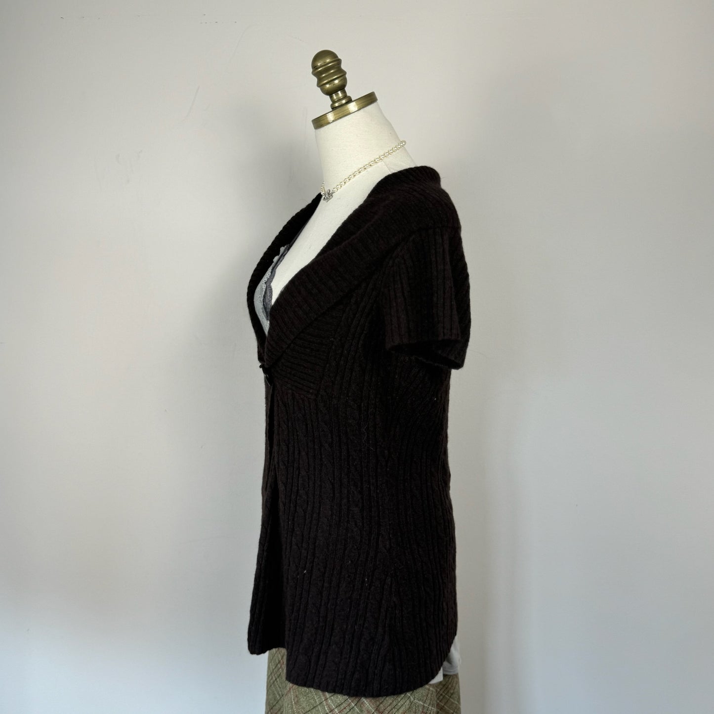 Brown Knit Open Front Top