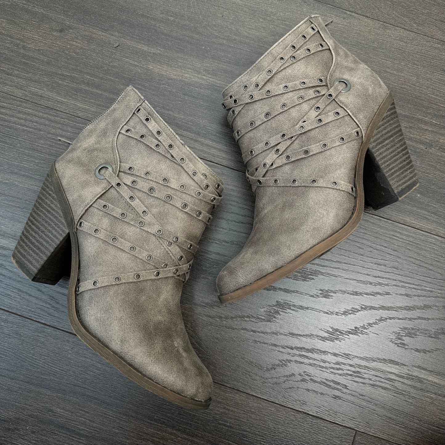 Fergalicious Brown Studded Wedge Boot Heels (US7)