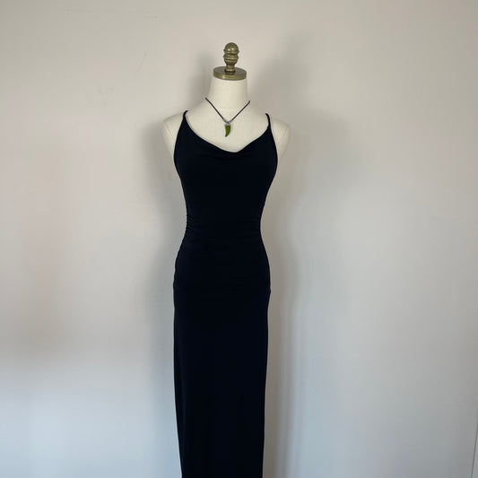 Vintage Black Column Maxi Dress