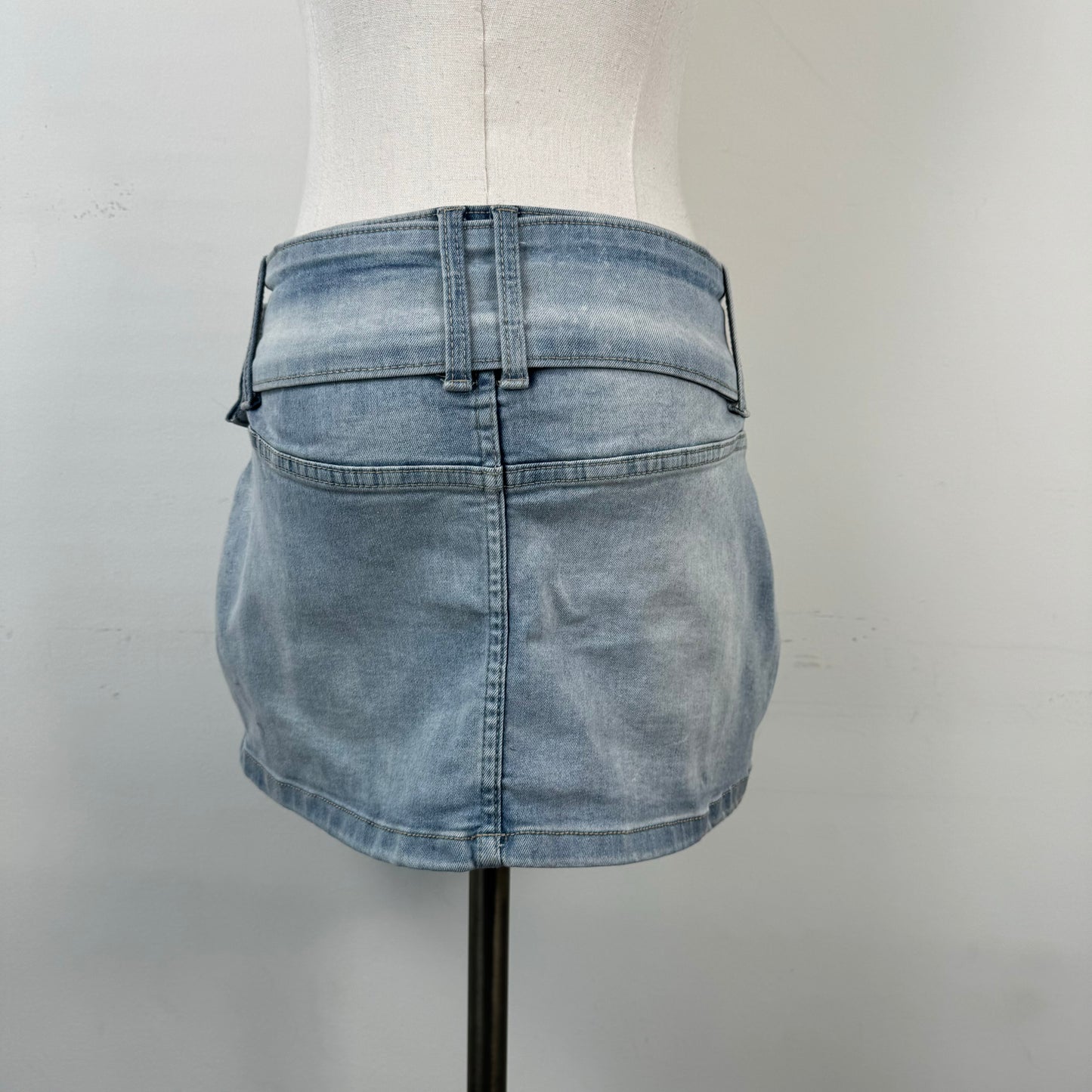Y2K Belted Denim Mini Skirt