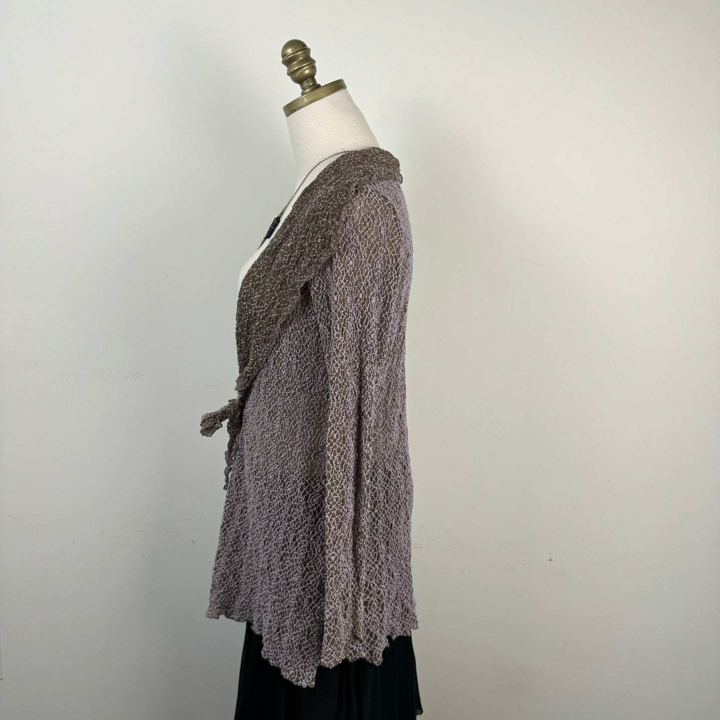 Fairy Mesh Lace Open Front Tie Up Cardigan