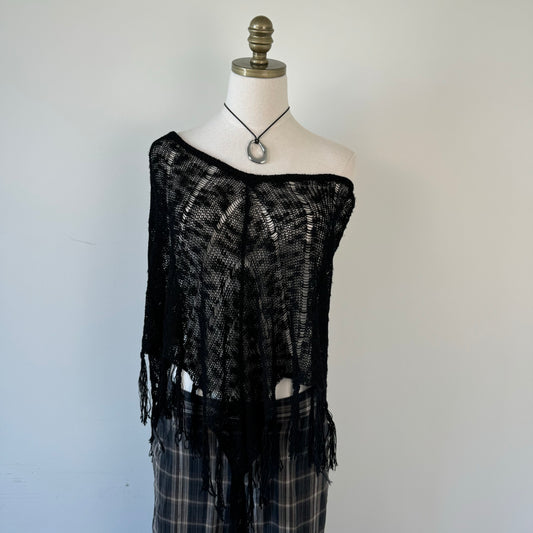 Vintage Crochet Knit Poncho