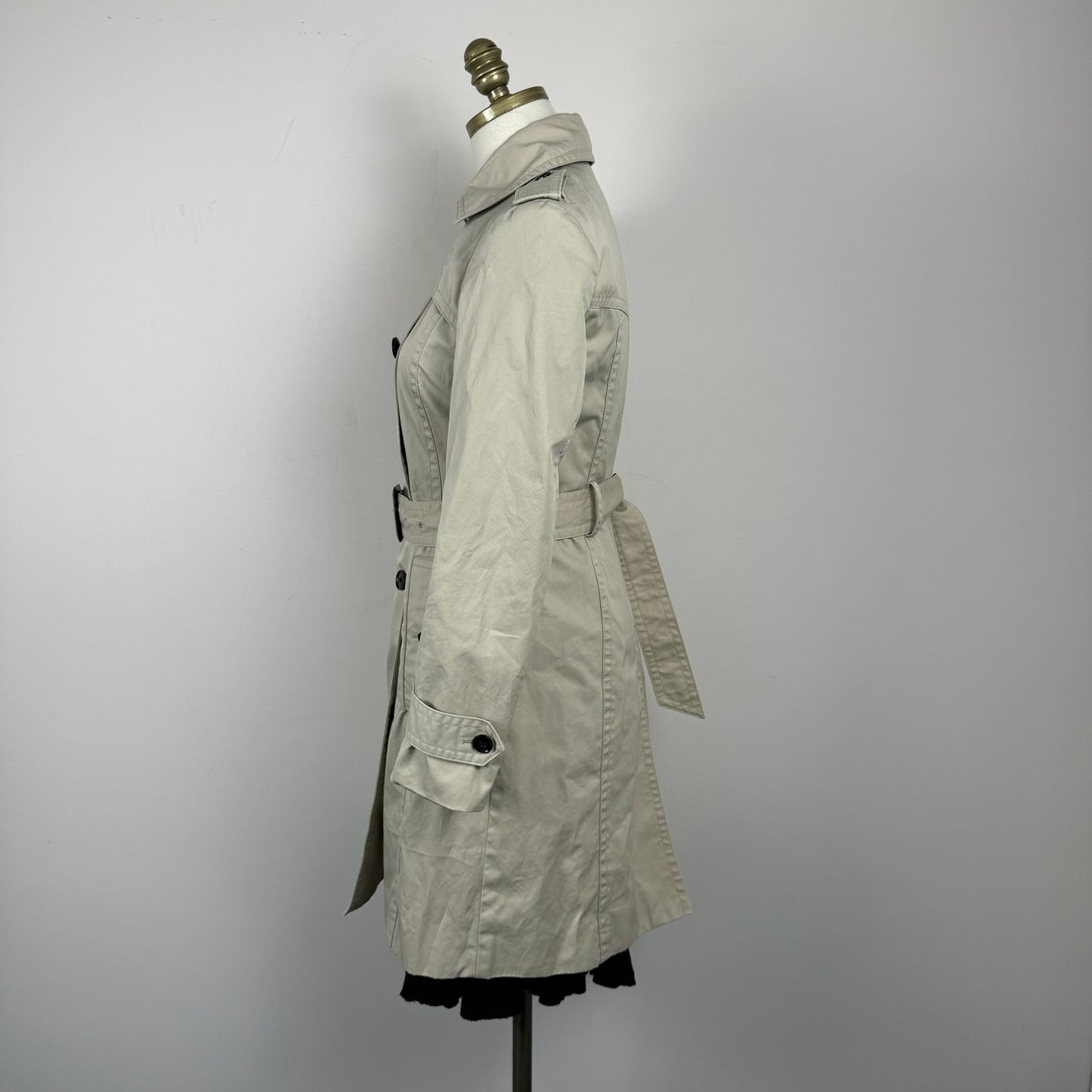 Beige Button Up Trench Coat