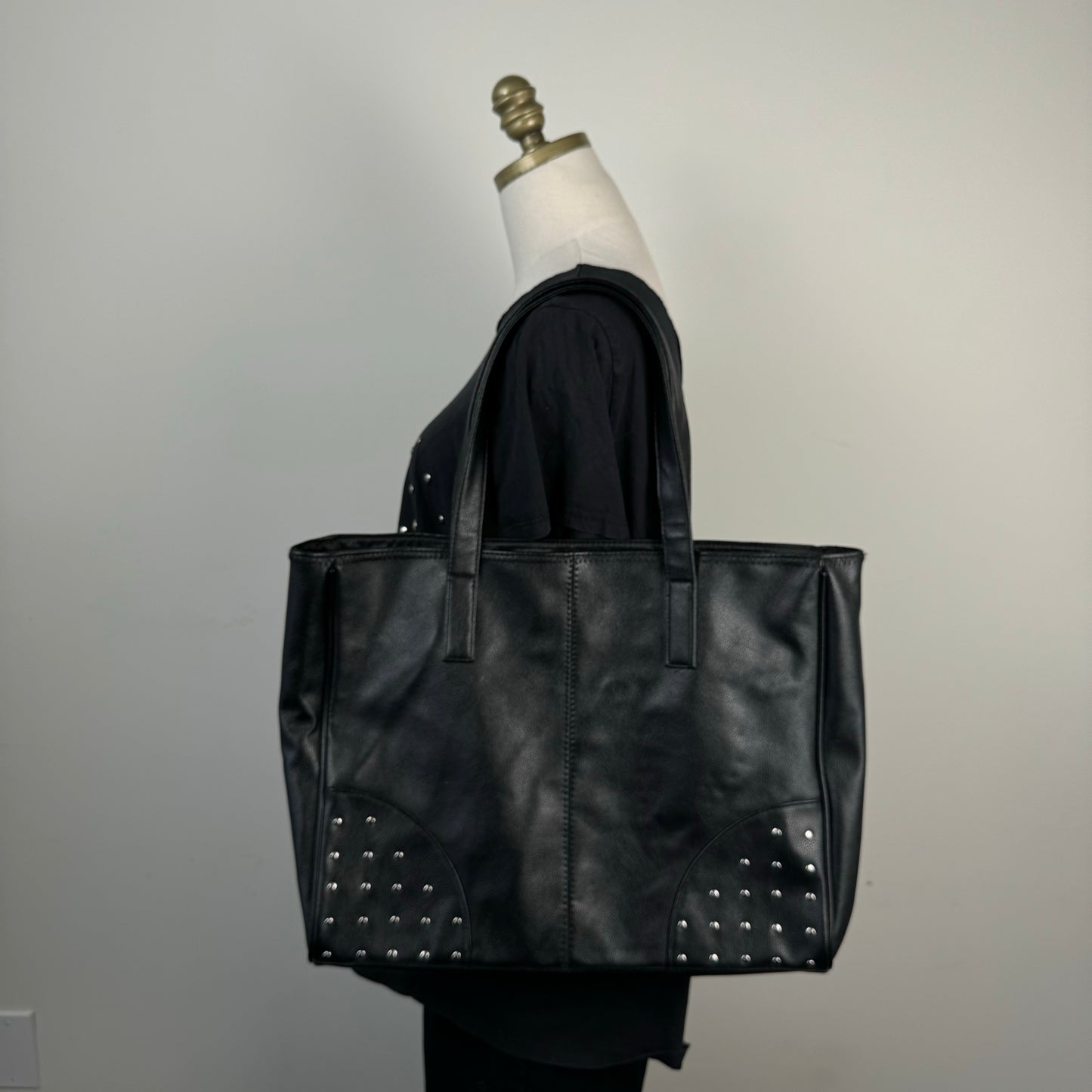 Oversized Black Studded Leather Bag