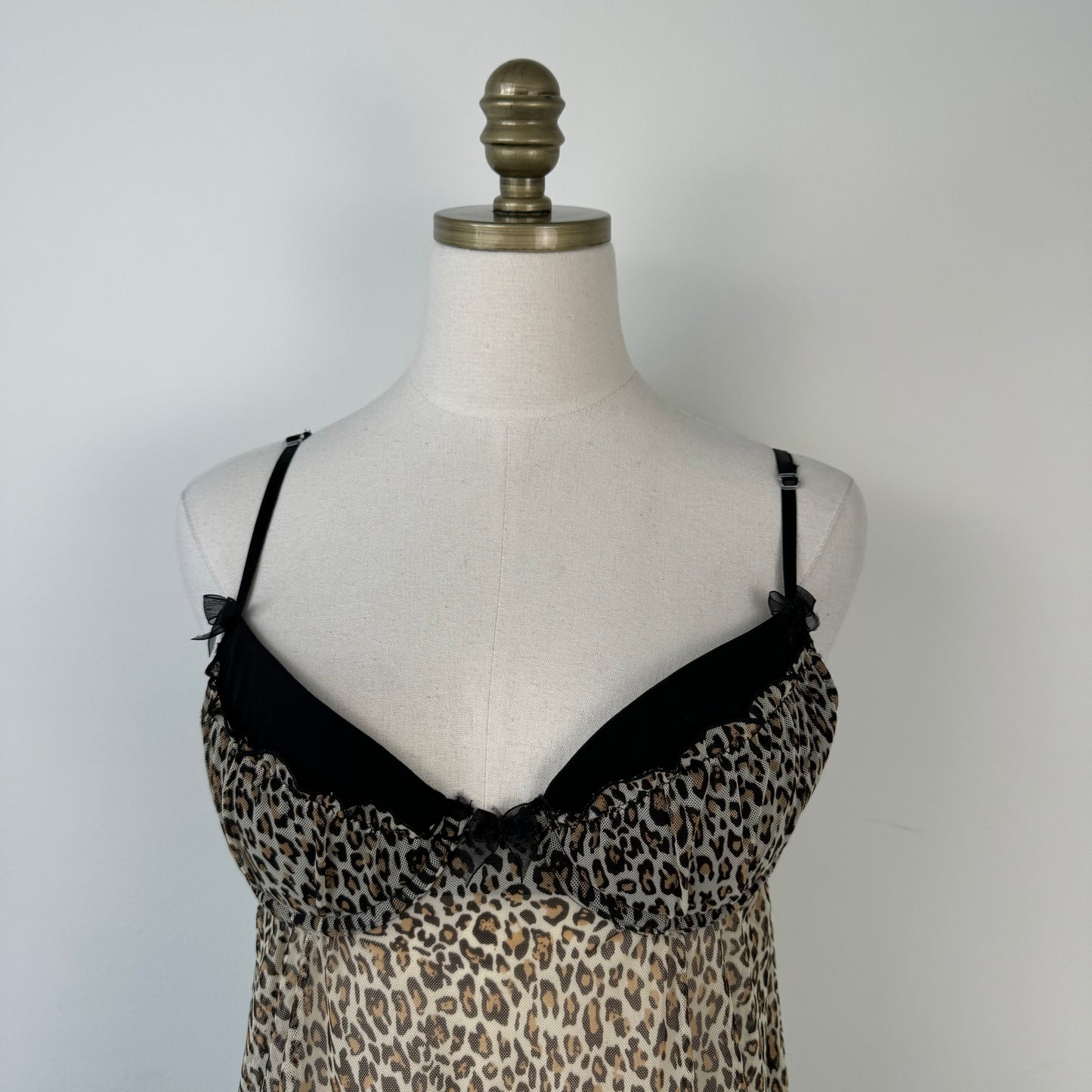 Rampage Leopard Print Mesh Babydoll Top