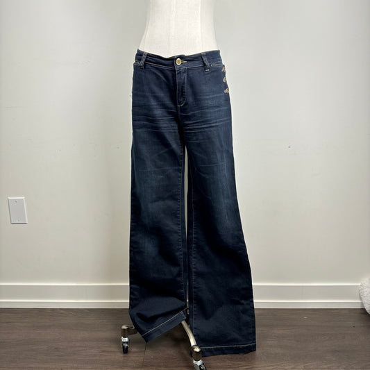 Dark Wash Flared Mid-Rise Jeans