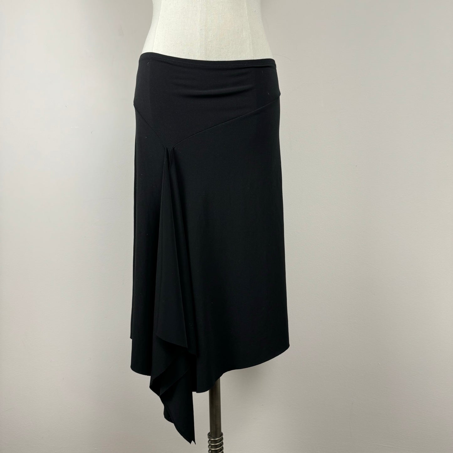 Vintage Black Pixie Asymmetric Midi Skirt