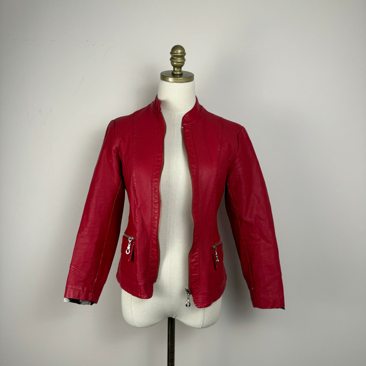 Vintage Red Moto Leather Jacket