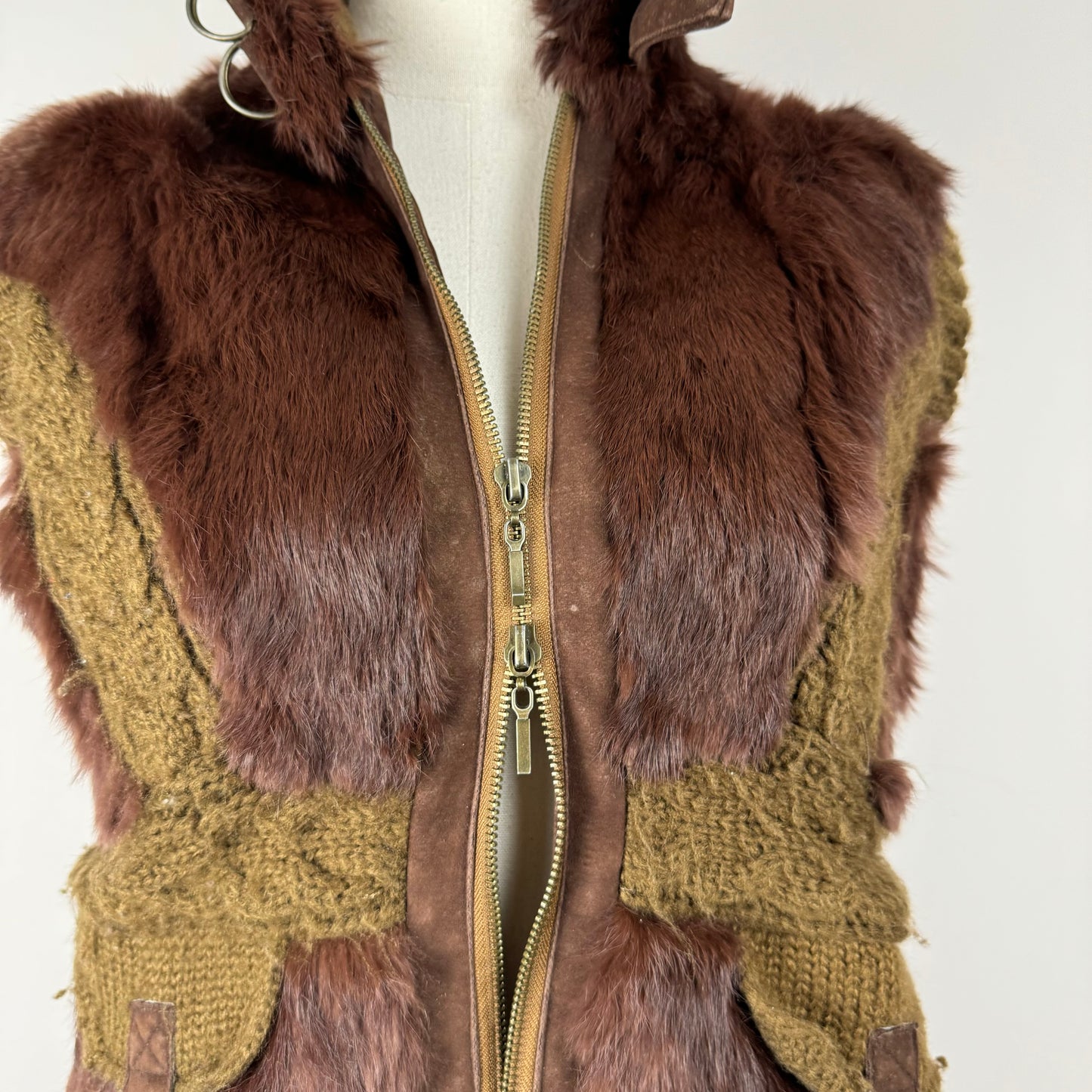 Vintage Fur Suede Knit Vest