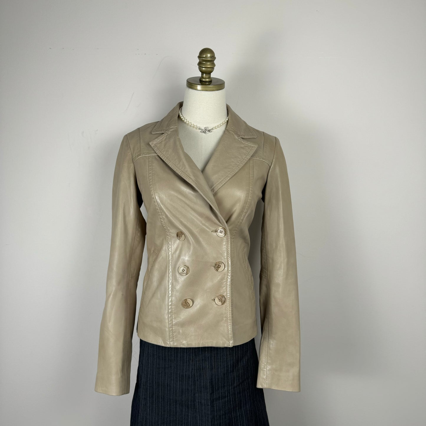 Danier Beige Leather Blazer Jacket