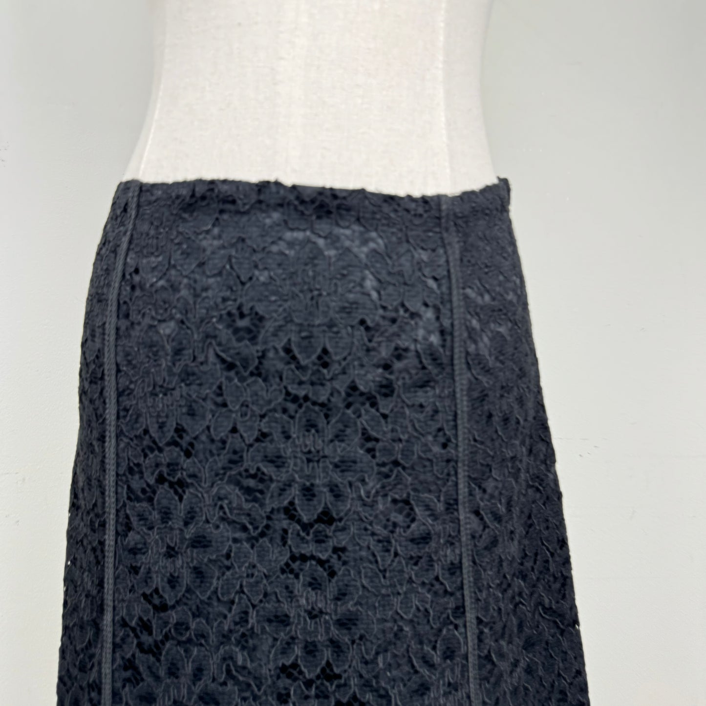 Vintage Black Lace Midi Skirt