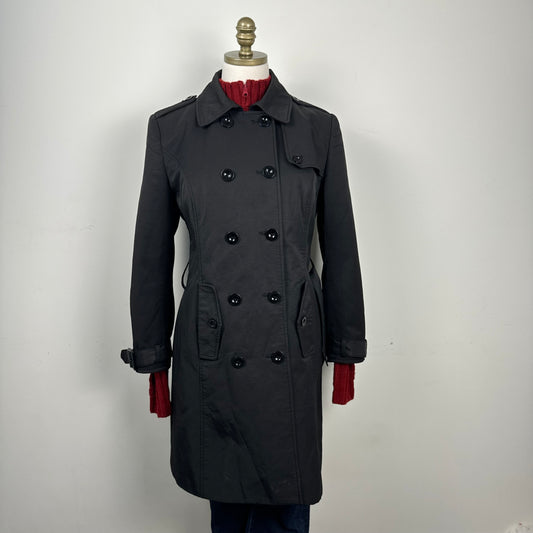 Vintage Black Double Breasted Trench Coat