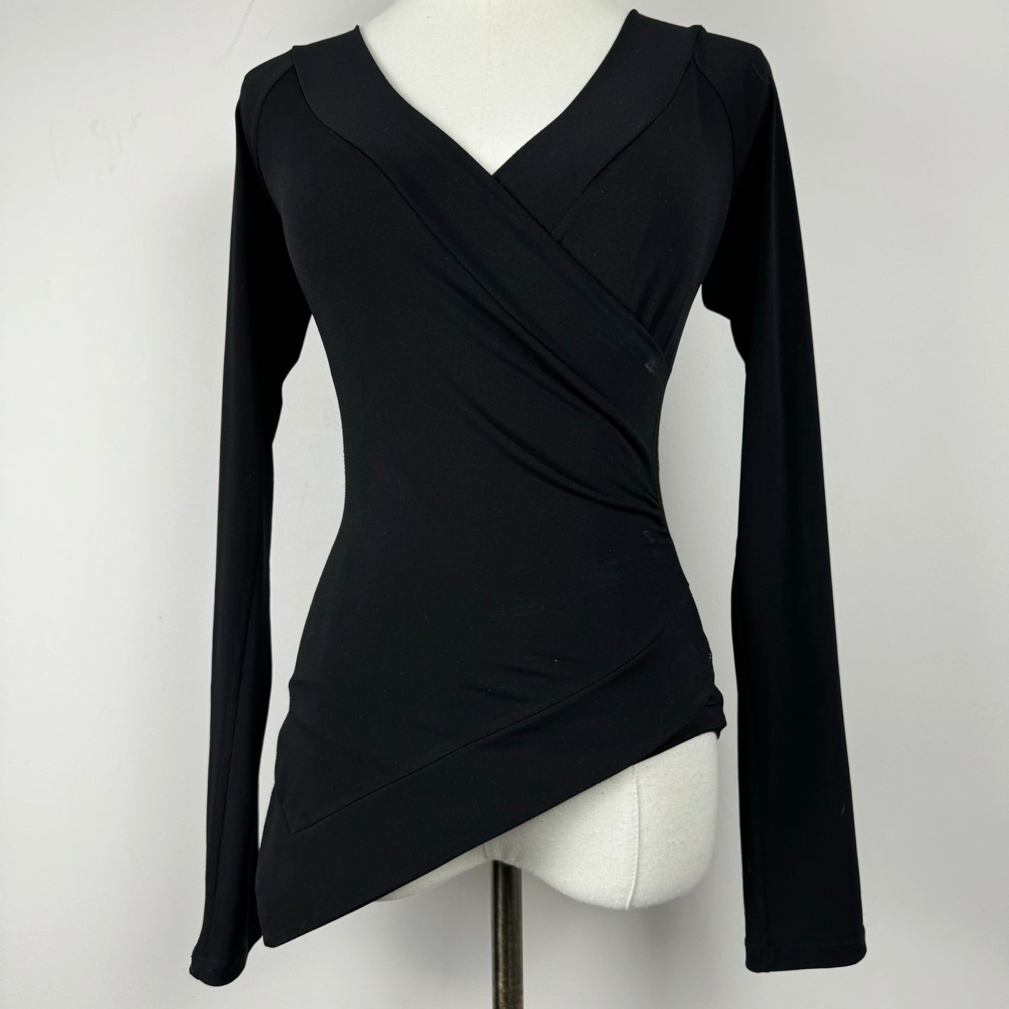 90s Black Fitted Wrap Top