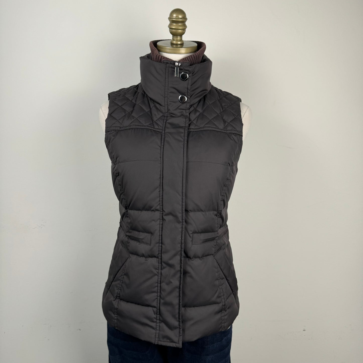 Esprit Brown Zip Up Fitted Puffer Vest