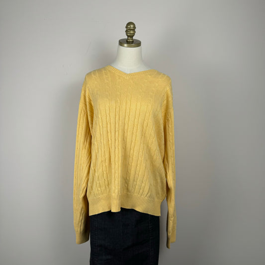 Butter Yellow Oversized Cable Knit Sweater