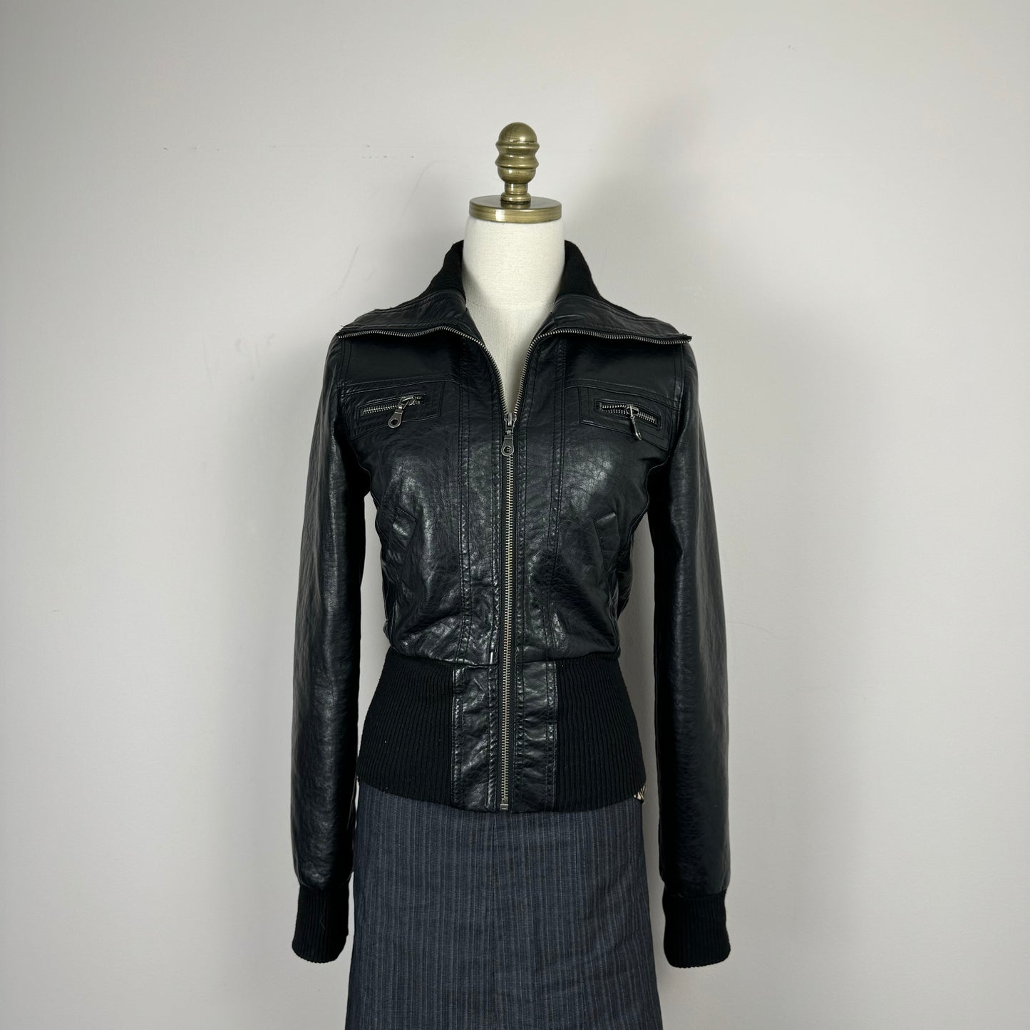 Black Leather Fitted Moto Jacket