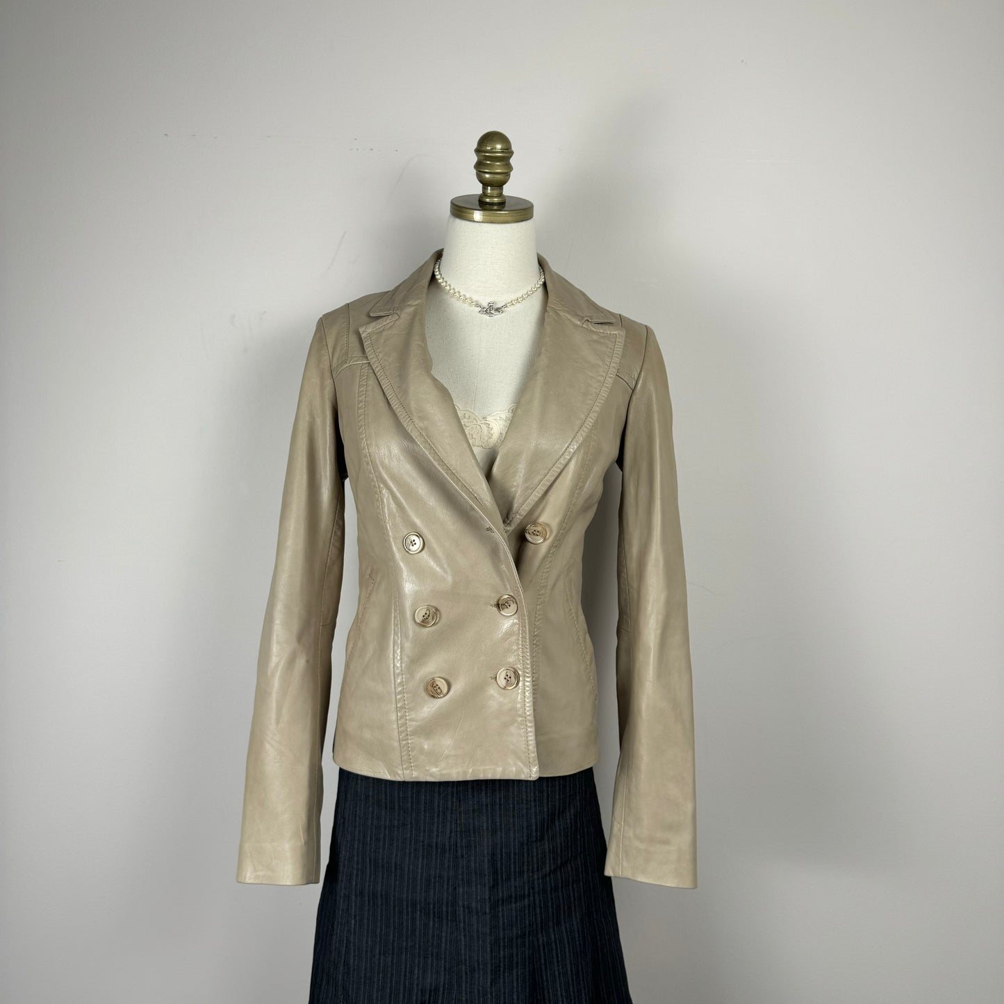 Danier Beige Leather Blazer Jacket