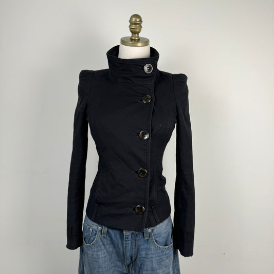 Black Fitted Button Up Jacket