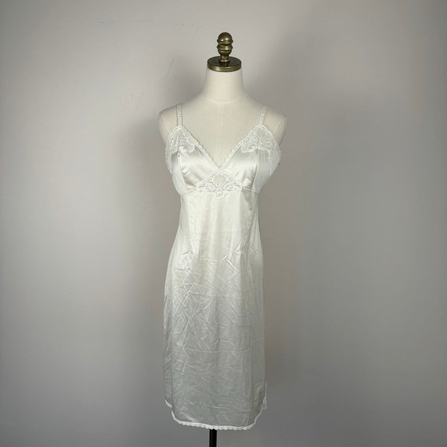 Vintage Cream Lace Satin Slip Dress