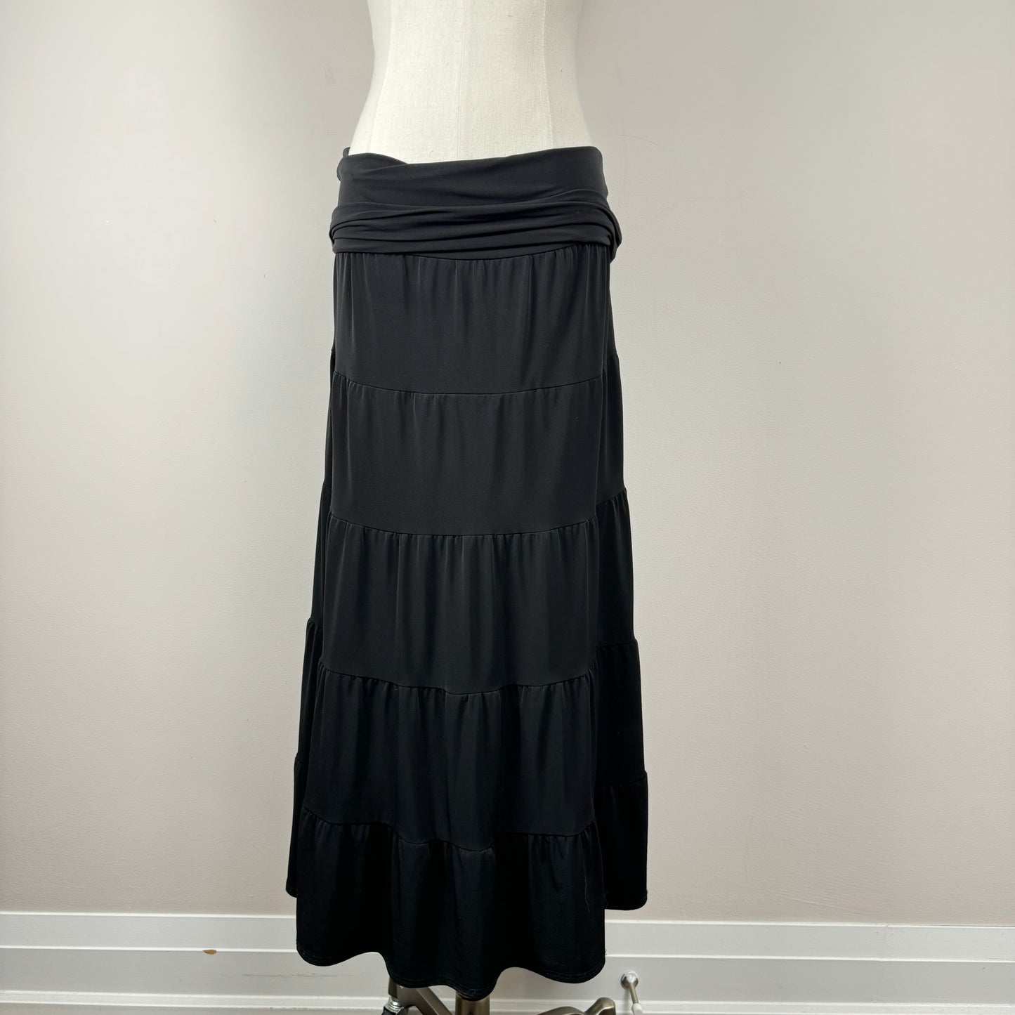 Vintage Black Tiered Maxi Skirt