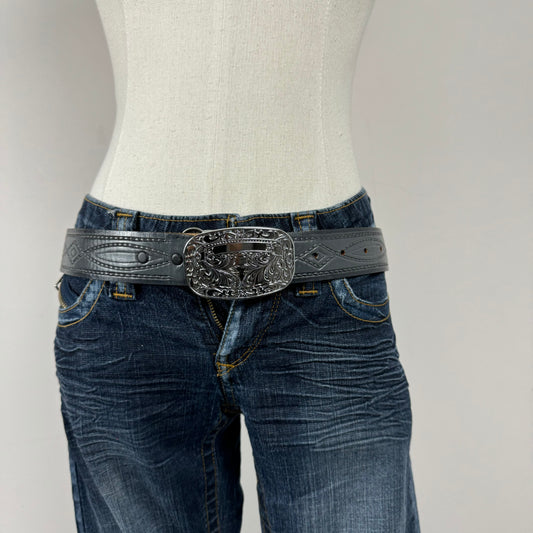 Western Grey Cowboy Buckled Belt