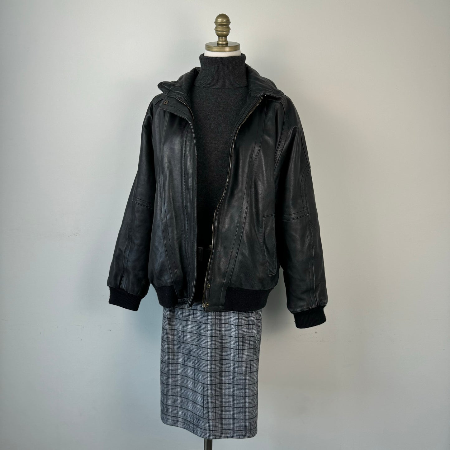 Grey Plaid Midi Skirt