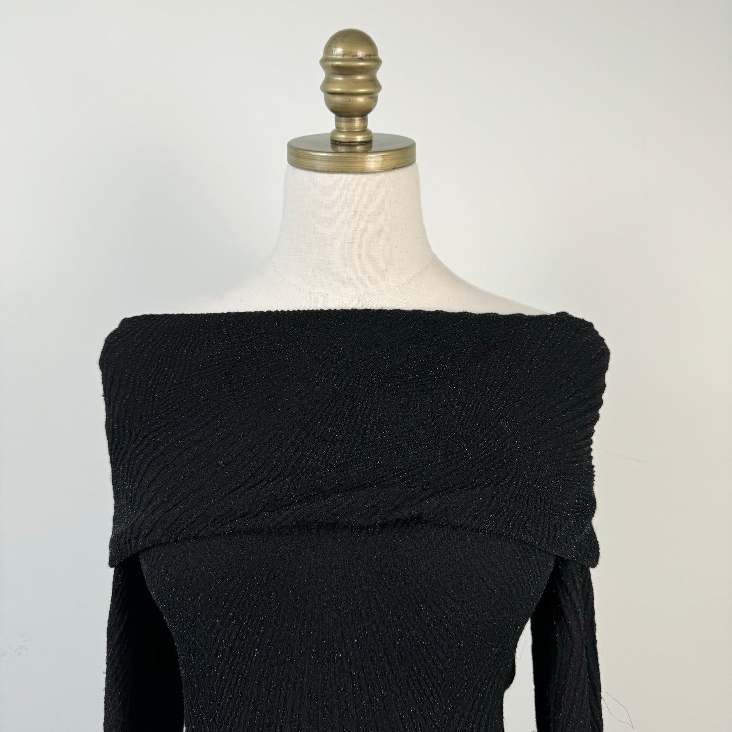 Black Off Shoulder Buckled Sweater