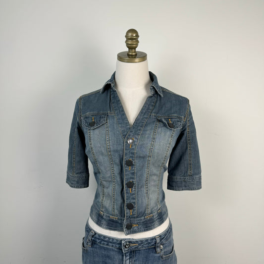 Fitted Denim Button Up Top