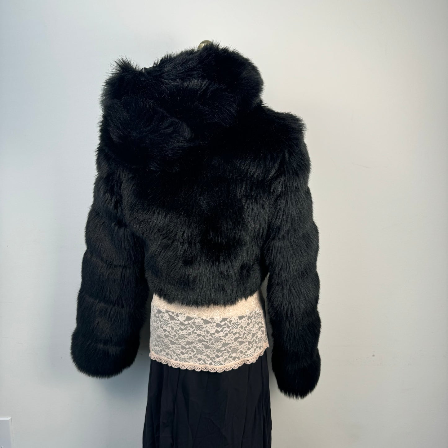 Black Faux Fur Cropped Jacket