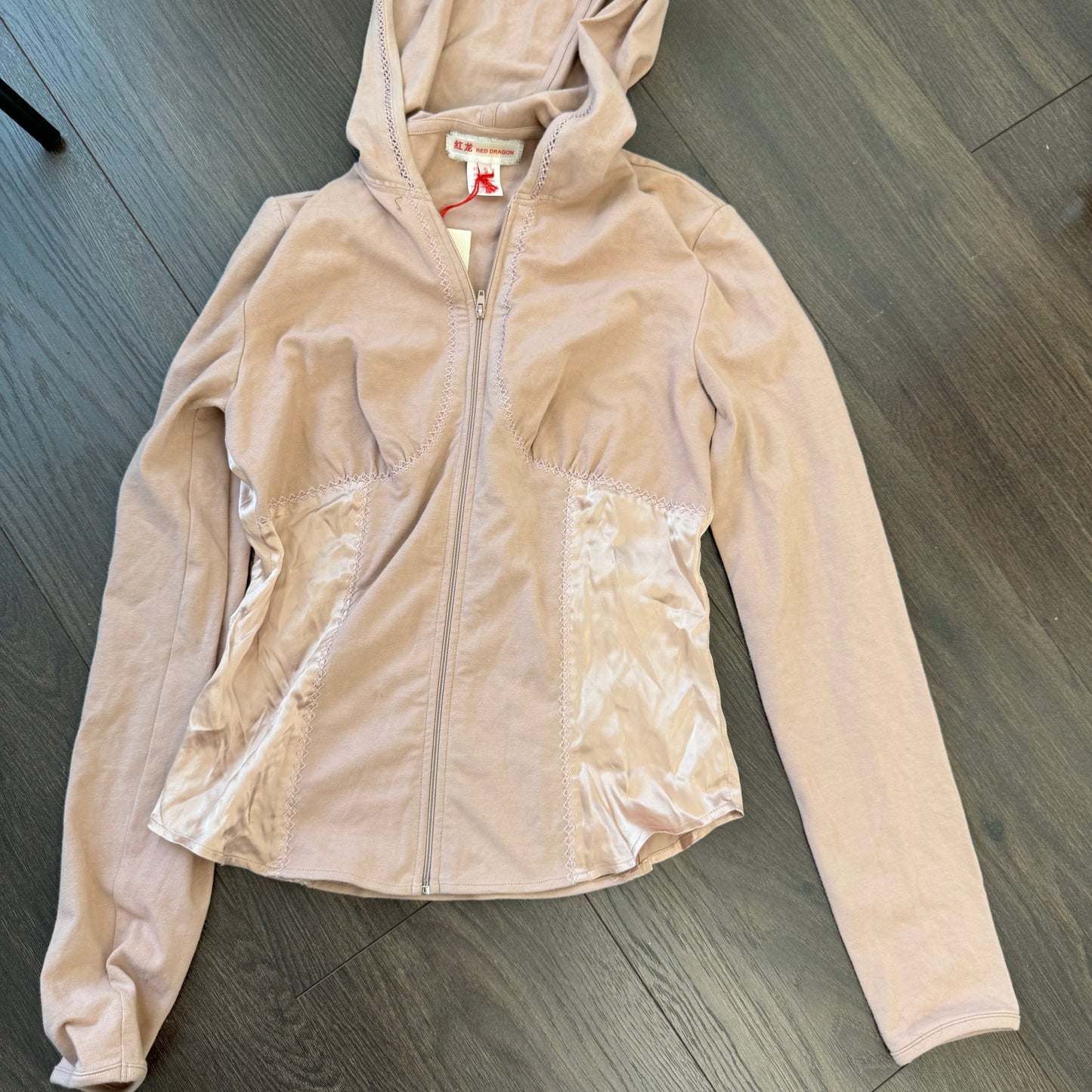 Rosy Pink Fitted Zip Up Sweater