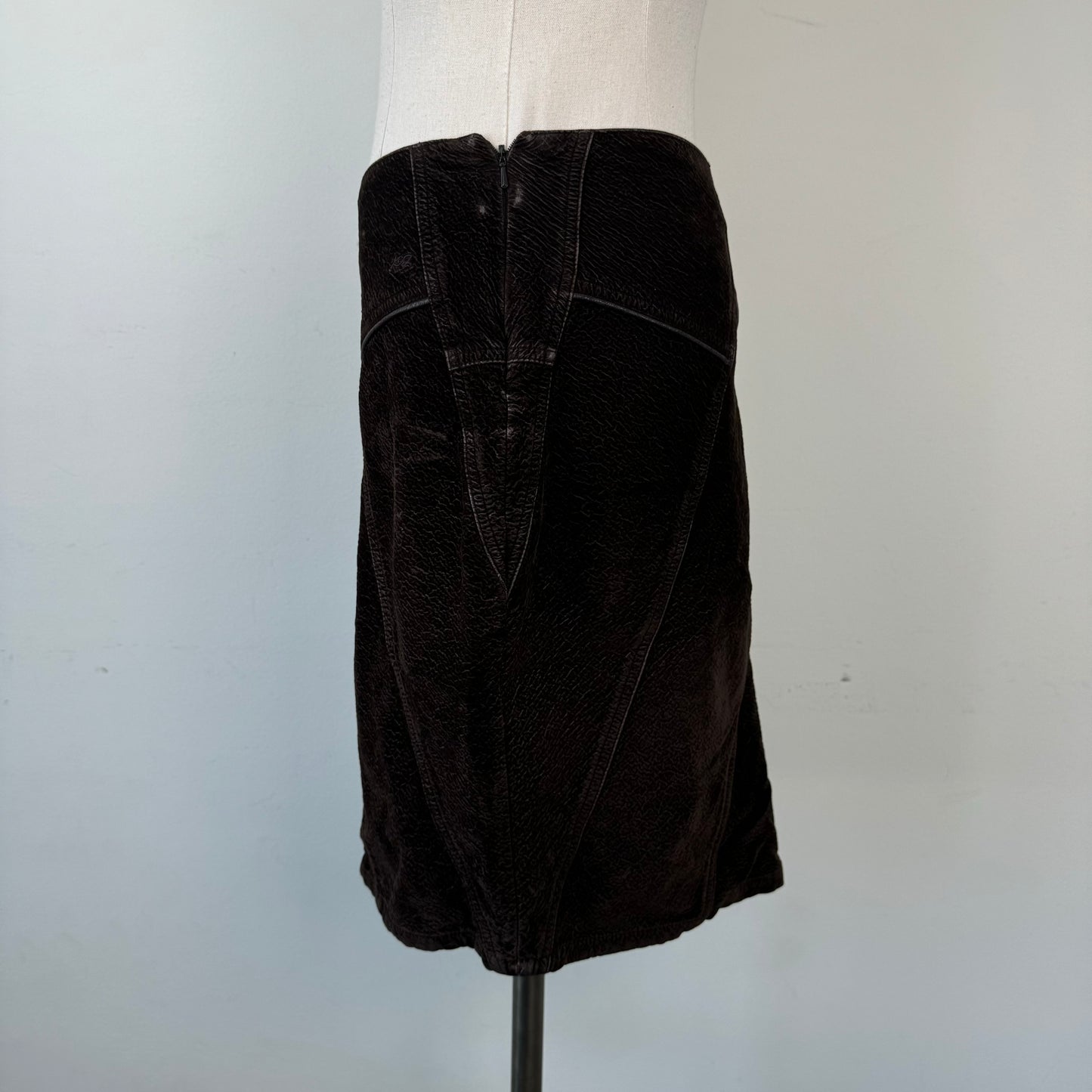 Vintage Brown Suede Midi Skirt