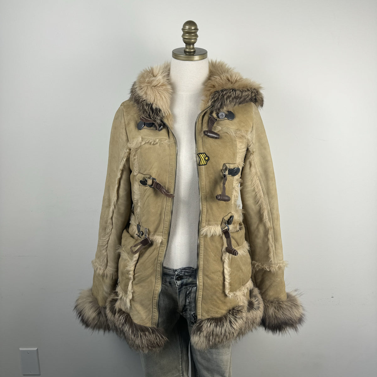 Vintage Prada Suede Afghan Jacket with Genuine Fur Trim