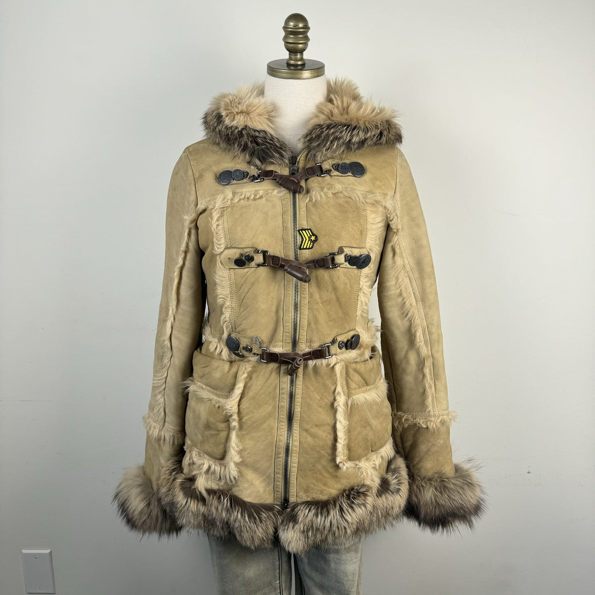 Vintage Prada Suede Afghan Jacket with Genuine Fur Trim – view 2
