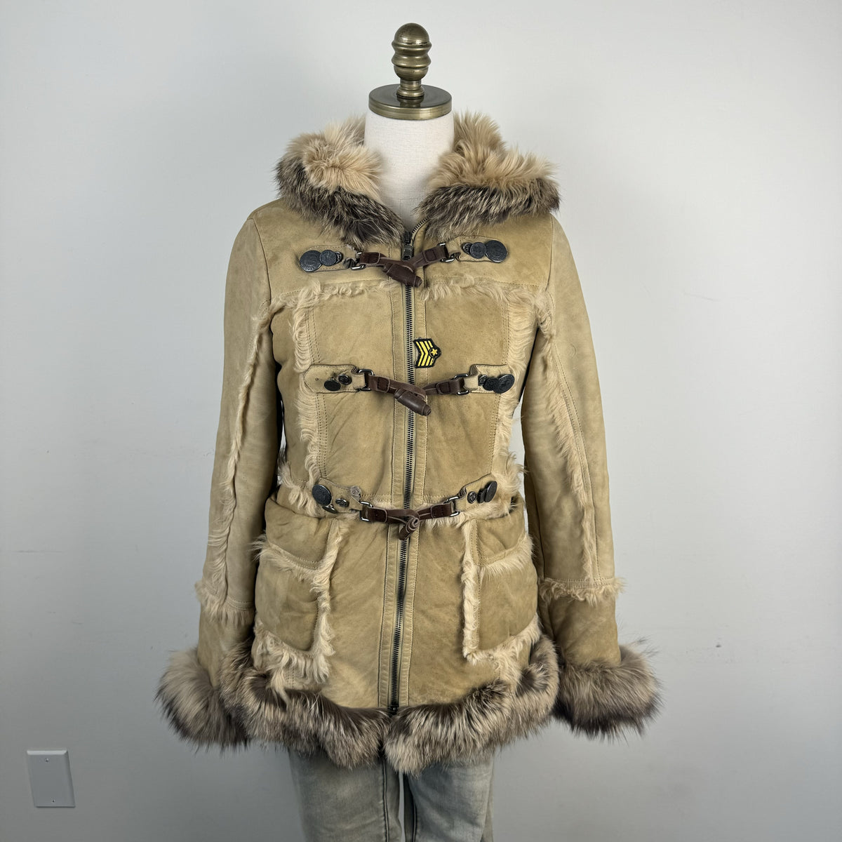 Vintage Prada Suede Afghan Jacket with Genuine Fur Trim – view 3