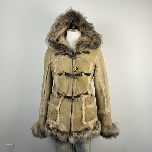 Vintage Prada Suede Afghan Jacket with Genuine Fur Trim – view 4
