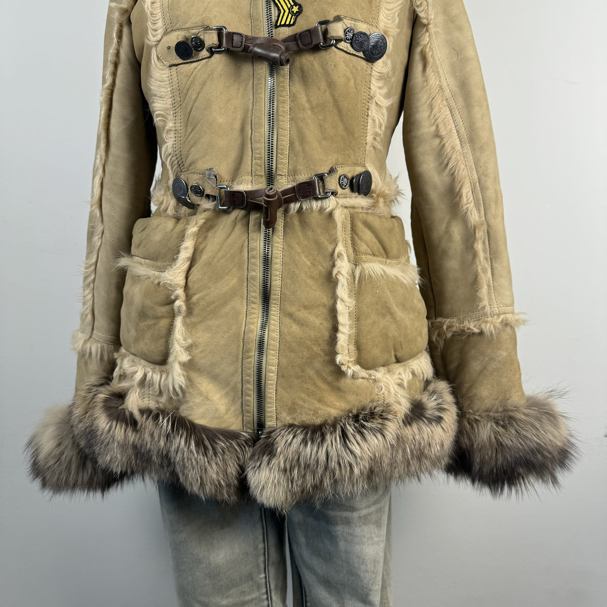 Vintage Prada Suede Afghan Jacket with Genuine Fur Trim – view 5