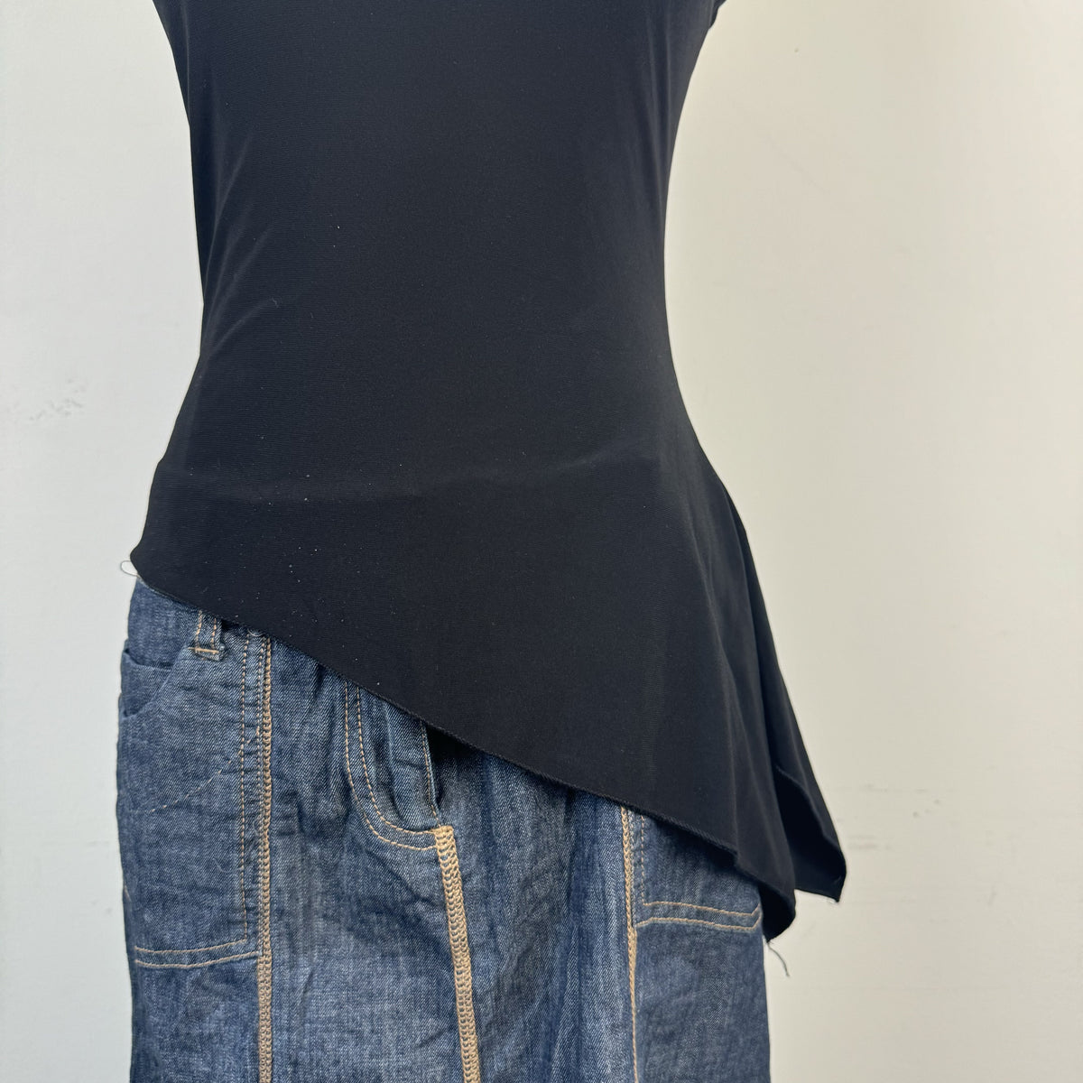 Vintage Black Rhinestone Halter Top with Asymmetric Hem – view 8