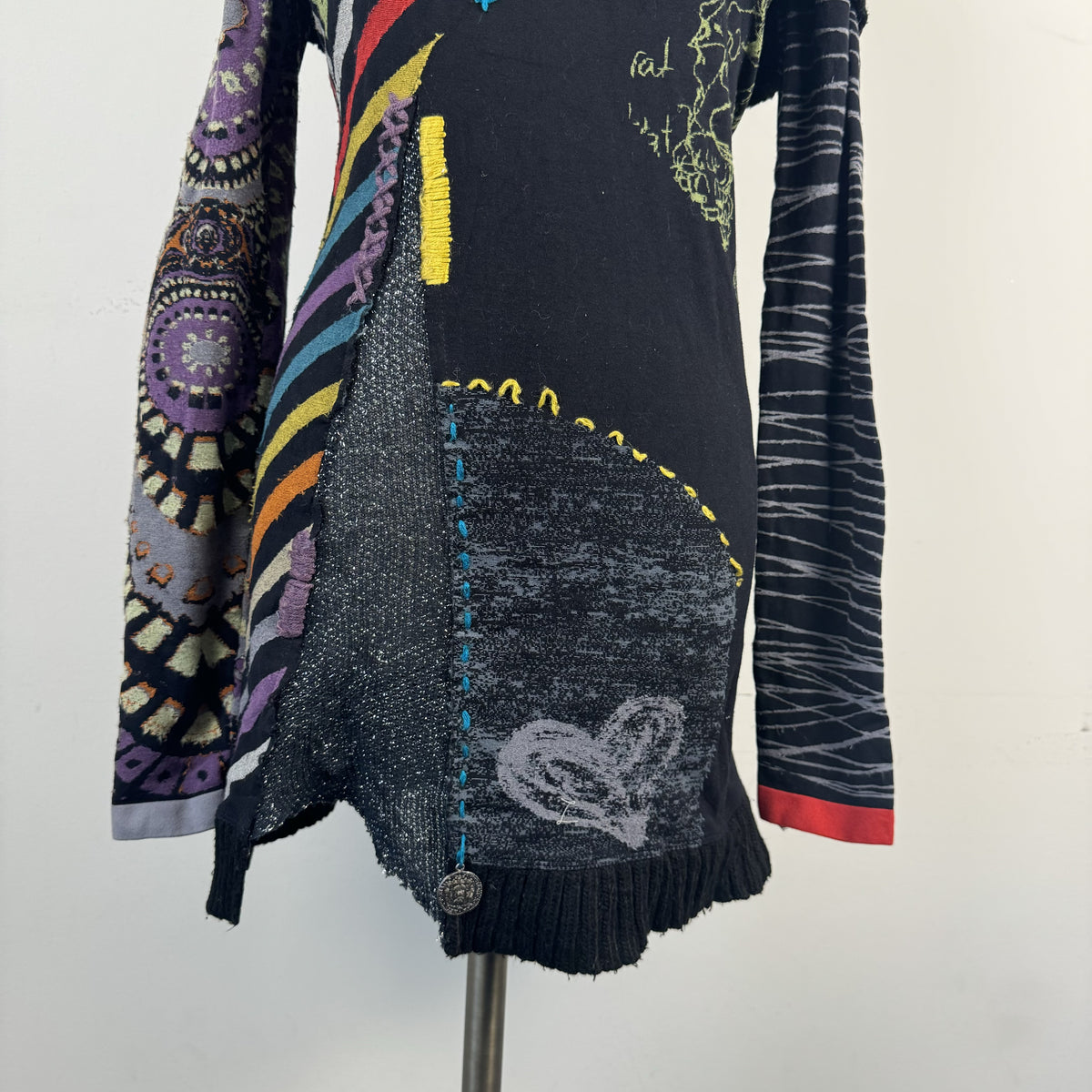 Desigual Vintage Off Shoulder Embroidered Sweater Mini Dress – view 8