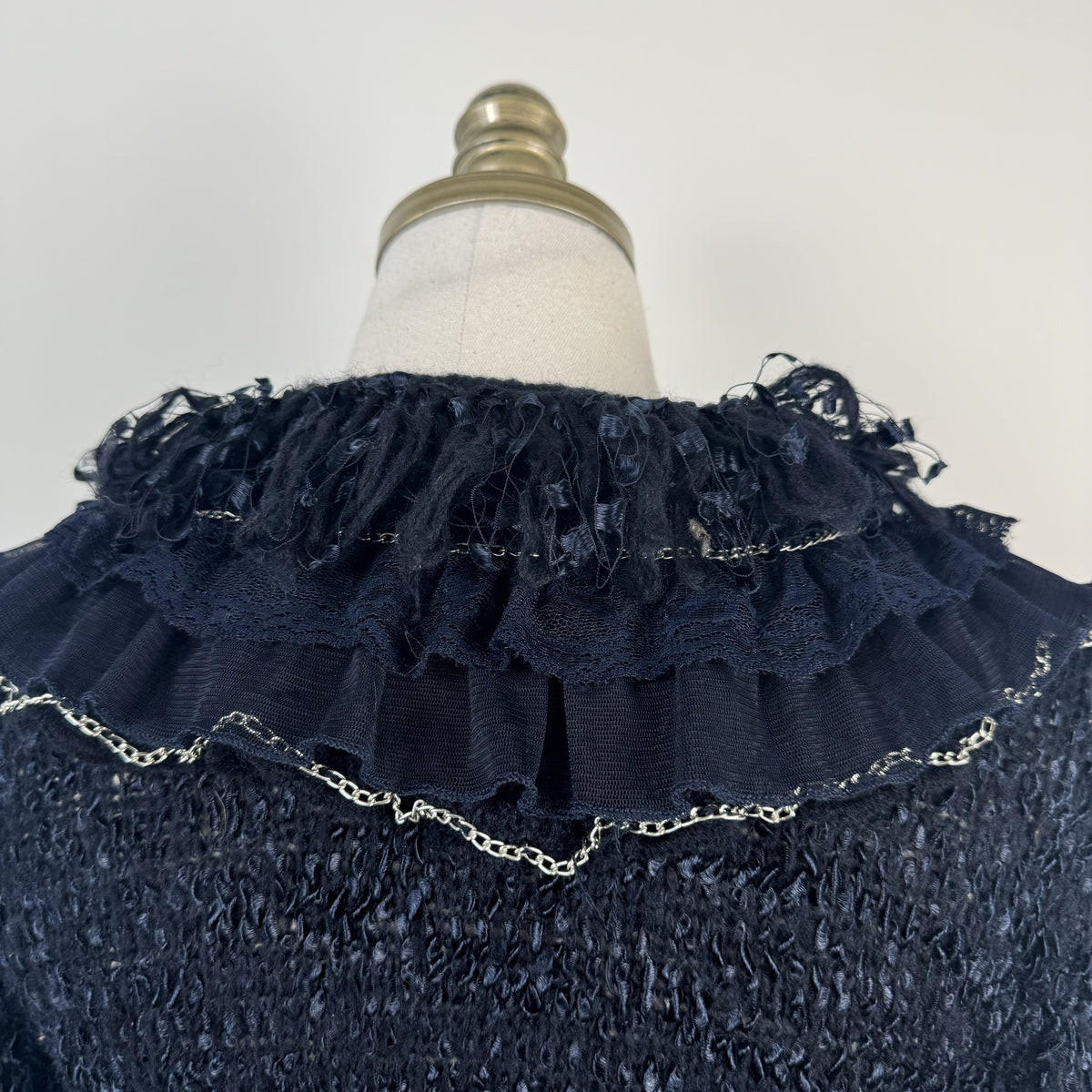 Vintage Dark Blue Purple Ruffled Bell Sleeve Open Front Cardigan – view 7
