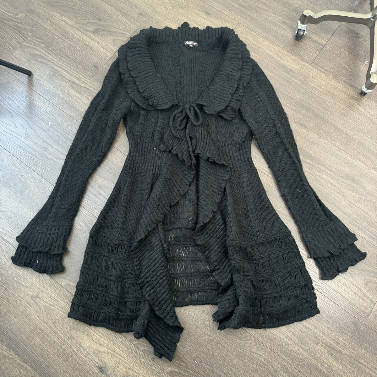 Joe Browns Black Ruffled Bell Sleeve Open Front Cardigan – view 10
