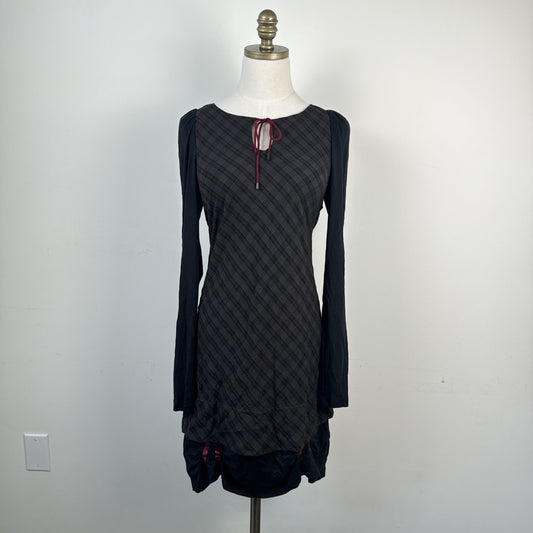 Cop Copine Vintage Plaid Midi Dress with Boat Neck