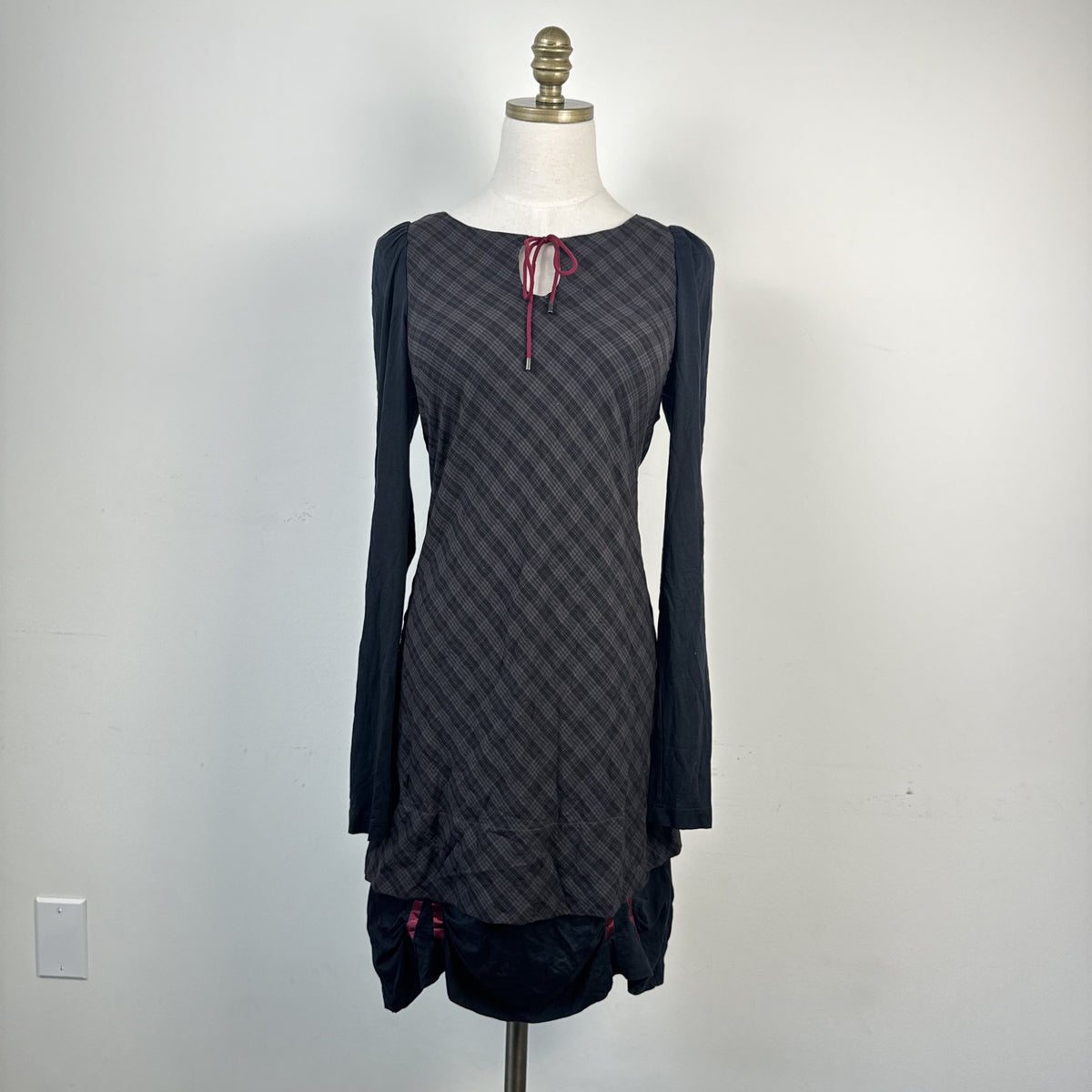 Cop Copine Vintage Plaid Midi Dress with Boat Neck – view 2