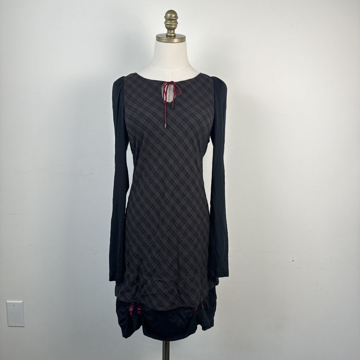 Cop Copine Vintage Plaid Midi Dress with Boat Neck – view 3